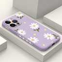LEECG for iPhone 14 Pro Max Case Astronaut Butterfly Flower Pattern Soft Anti Scratch Microfiber Lining Inside Phone Cover, Anti Fingerprint Slim Fit Silicone Soft 14 Pro Max Case-Daisy Purple