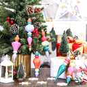 Soaoo 6 Pcs 6.3 Inch Pastel Color Mercury Glass Finial Christmas Ornaments Hanging Christmas Finials Glass Ornaments Assorted Mercury Decor for Xmas Tree Vintage Holiday Decoration(Classic)