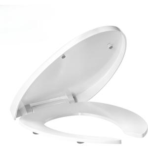 Heavy Duty Open Front Elongated Toilet Seat, Soft Close White | Soft close toilet seat | elongated open front design | 4 non-slip bumpers | heavy duty plastic | commercial & residential