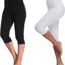 Kotii Women's Lightweight Soft Capri Leggings Crop Leggings 3/4 Stretch Yoga Pants (Black, L)