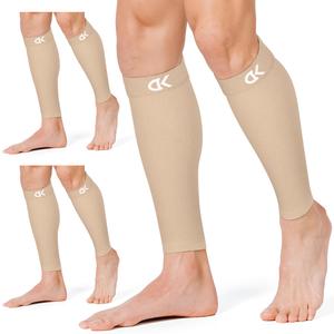 CHARMKING Calf Compression Sleeve for Women & Men Circulation (3 Pairs) 15-20 mmHg is Best Athletic for Running, Flight Travel, Support, Cycling, Pregnant - Boost Performance (XX-Large, 02 Beige/Beige/Beige)