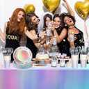 Iridescent Party Decorations,132 Pcs Disposable Iridescent Party Plates Cups Knives Spoons Forks for Party Supplies Birthday Wedding Outdoor Picnic,Disposable Plastic Tablecloths for Home Dinner Decor