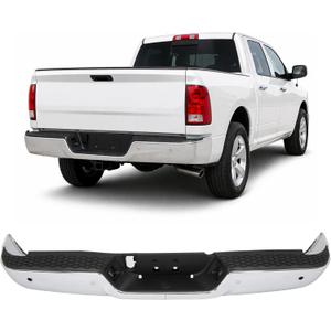 ALMULOO Split-type Rear Step Bumper Compatible with 2009-2019 Dodge Ram 1500 2500 3500 w/Sensor Holes&License Plate Lights Steel+Plastic Chrome+Powder Coated Replacement for CH1103122