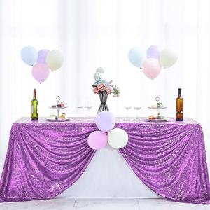 Hahuho 50x80 inch Rectangular Sequin Tablecloth Lavender, Glitter Tablecloth for Bridal Shower Decorations, Birthday, Wedding, Dessert, Banquet（50x80 Inch, Lavender）