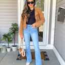 GRAPENT Bootcut Jeans for Women High Waist Stretchy Fleece Lined Pants Flare Jeans Denim Thermal Pants Winter Clothes (Brown, L)