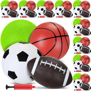 Operation Christmas Balls Bulk with Pump for Kids 5" Deflated Soccer Basketball Football 6.3" Playground Balls Christian Charity Donation Supplies for Toddlers Indoor Outdoor