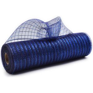 Navy Blue Deco Mesh Ribbon 10 inch for Wreath Making Supplies, Metallic Foil Burlap Deco Mesh Fabric Crafts Decorative Mesh for Christmas Tree Thanksgiving Fall Wreath Swag Decor 30 Feets