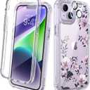 Diaclara Designed for iPhone 14 Case, Full Body Rugged Case with Built-in Touch Sensitive Anti-Scratch Screen Protector, with Camera Lens Protector for iPhone 14 6.1" (Camellia)