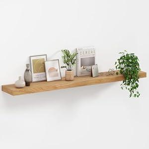 48 Inch Fireplace Mantel Shelf, USA-Sourced Rustic Elm Wood Floating Shelves Wall Mounted, Wall Shelves with Invisible Bracket for Living Room Bathroom Bedroom Kitchen, Set of 1 (Natural, 48"x 8")