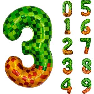 6 x Pixel & TNT Theme 40in Giant Number Balloons - Foil Mylar Birthday Party Decorations for Kids Adults Cumpleaos, Block Style Pixel Art Shape Balloon Decor Supplies (Pixel, Number 3)