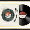 FramePro Record Frame with 2 Double Sided Mats (White over Gold), Jukebox Record Album Frames for 12x12 LP Covers, Vinyl Record Display Wall Mounting, Home Decor, Black Picture Frame with Gold Trim, 16x23.5 White over Gold Mat