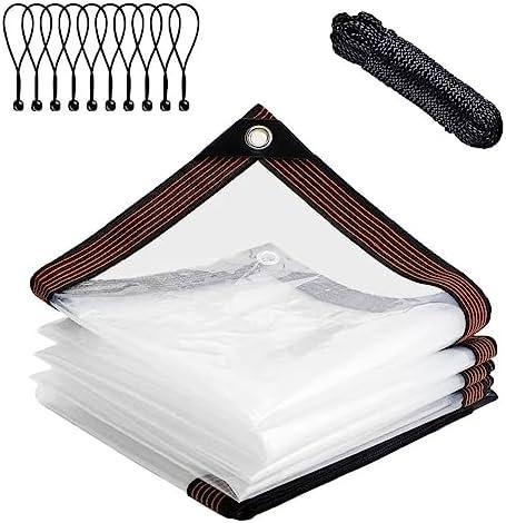 Clear-Waterproof-Tarps-Outdoor-4x6ft, Poly Tarpaulin Tarps Transparent Anti-Tear Thin Cover with Rustproof Grommets for Patio Enclosure Gardening Chicken Coop Canvas Painters Drop Cloth-4x6FT