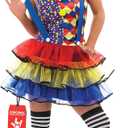 fun shack Clown Costume for Women, Colorful Clown Outfit, Fun Clown Attire for Parties and Events, Dress Up (Large, Blue)
