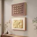 Framed 3D Natural Wood Wall Art Set of 2, Modern Minimalist Wooden Blocks Textured Geometric Artwork for Walls, Contemporary Neutral Beige Brown Paintings for Living Room Bedroom Dining Room Hallway Office Wall Decor, 24x18 Inch