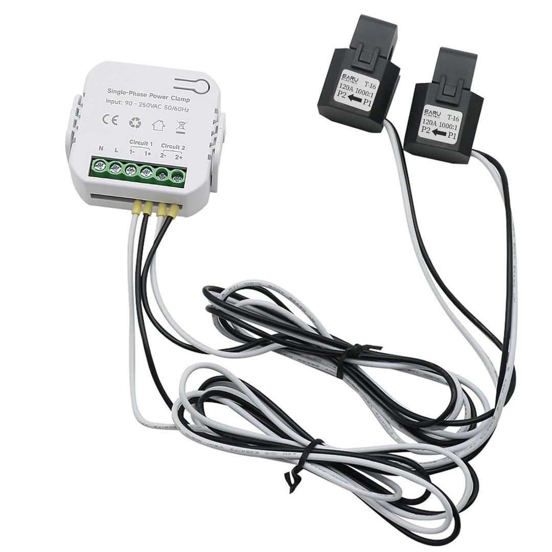 AC110V 220V 120A Tuya App Smart Two-Way Bilateral WiFi Energy Meter with 2PCS 120A 16MM CT Current Transformers Clamps Sensors KWh Power Eenrgy Electricity Consumption Monitor Meter Voltmeter Ammeter