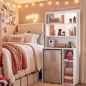 Novabright White 6 Tier Mini Fridge Stand with Top Shelf for Dorm, 73.2", 33.75" W x 22" D x 72.3" H
