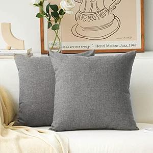 Home Brilliant 2 Packs Linen Large Throw Pillows European Shams Big Cushion Covers for Bench, 26 x 26 inch(66cm), Dark Grey