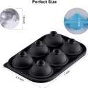 4 x 6-Cavity Round Ice Cube Tray - Durable Silicone Mold for Perfectly Round Ice Cubes, Ideal for Cocktails, Whiskey, and Beverages (Black)