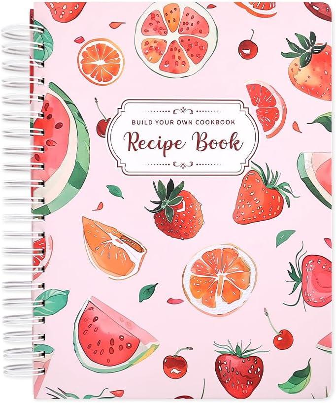 icceemee Blank Recipe Notebook to Write in Your Own Recipes for Meal Prep with Food Stickers & Labels -Empty Cooking Journal for 192 Recipes -11.5x8.7