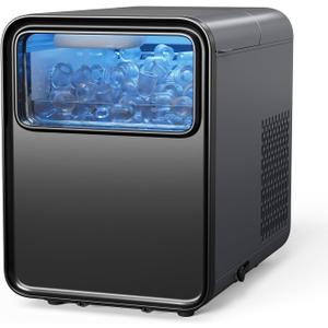 BREEZOME Ice Maker Countertop, 9 Ice Cubes in 6 mins, Self-Cleaning Portable Ice Machine with Basket and Scoop, 2 Sizes of Bullet Ice for Home Kitchen Party Camping RV