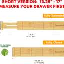 SpaceAid Bamboo 13.25-17 Drawer Dividers (Need 2.35" Deep Drawer) Kitchen Adjustable Organizers, Expandable Organization for Home, Office, Dressers, 4 Dividers with 9 Inserts