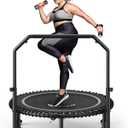 BCAN BT2 450/550LBS Mini Rebounder Trampoline for Adults with Bar, Fitness Trampoline with Bungees, Adjustable Handle, Stable & Quiet, Indoor Outdoor, Whole-Body Workout & Relaxation at Home-40IN/48IN