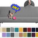 YEMYHOM Futon Cover Latest Jacquard Design High Stretch Armless Sofa Bed Slipcover Anti-Slip Furniture Protector with Elastic Bottom (Futon, Light Gray)