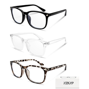 Blue Light Blocking Reading Glasses, Women/Men Anti UV Ray Readers Nerd Eyeglasses Lightweight Eyeglasses Computer Eyeglasses (Transparent+Leopard+Black)  +2.75