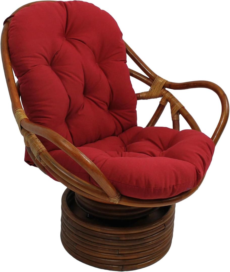 Blazing Needles Solid Twill Swivel Rocker Chair Cushion, 48 inch x 24 inch , Ruby Red, 1 Count (Pack of 1)