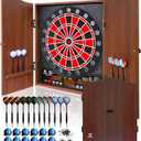 Electronic Dart Board LED Electric Digital Scoreboard Dart Boards for Adults with MDF Cabinet, up to 8 Players, 34 Games,355 Variations - 12 Soft Tip Darts & 100 Replacement tips - Great for Game Room