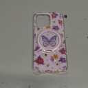 Loheckle for iPhone 13 Pro Case with Stand- Compatible with MagSafe Women Girls Cute Girly Aesthetic Unique Design Soft TPU Magnetic Ring Phone Cover for Apple 13 Pro, Butterfly