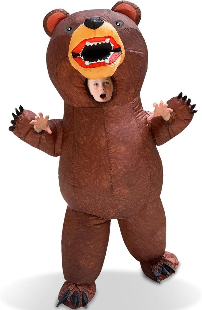 Camlinbo Halloween Inflatable Bear Costume for Kids, Full Body Blow Up Brown Bear Costume for Halloween Inflatables Cosplay Party