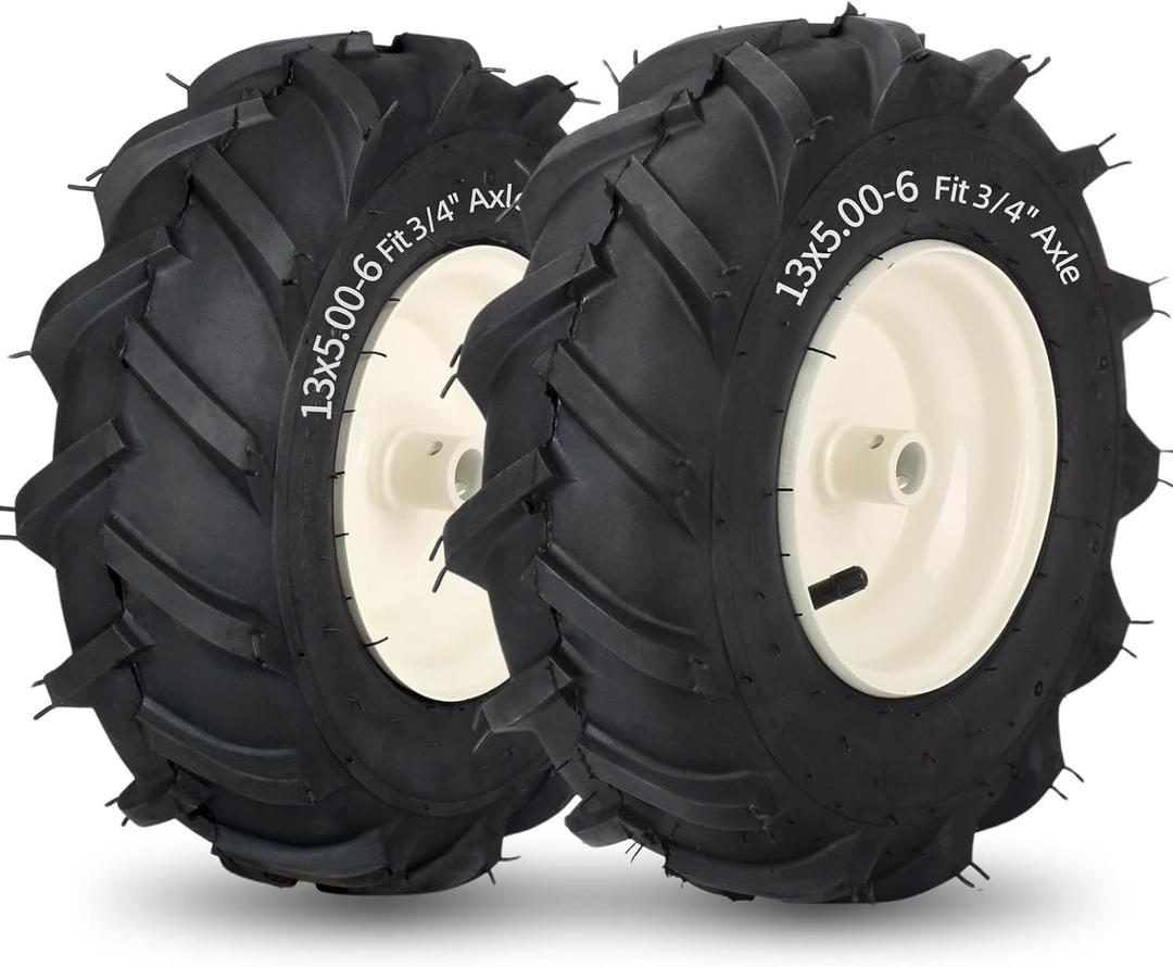 GICOOL 13x5.00-6" Tiller Tire and Wheel, 3/4" Axle Size, 3-1/8" Centered Hub, Compatible with Craftsman & Troy-Bilt Tiller Replacement