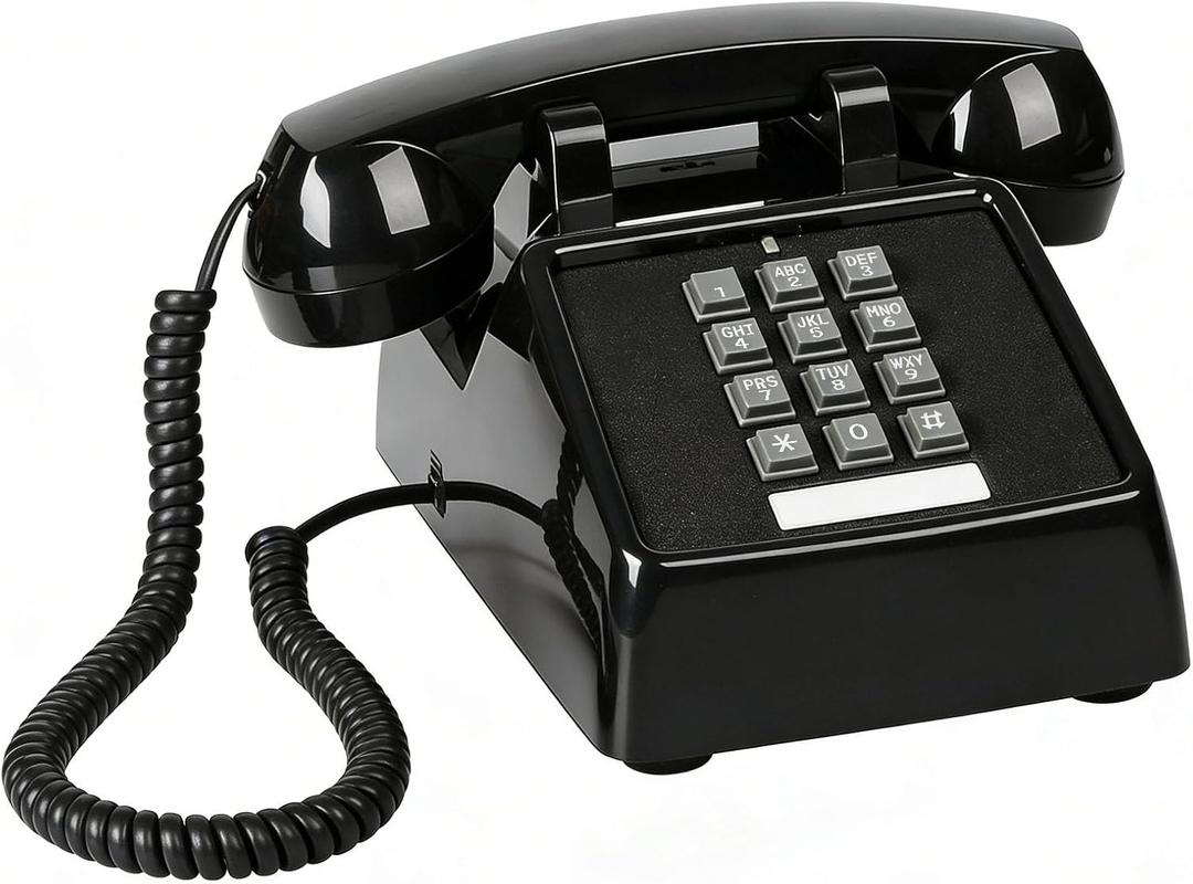 Sangyn Classic Vintage Cord Phones for Landline Old Telephone with Mechanical Ringer Volume Control Retro Analog Desk Phone for Home House School, Black