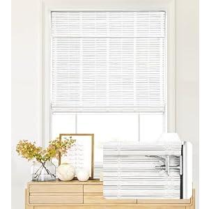 LazBlinds No Tools No Drill Cordless Bamboo Roman Shades, Light Filtering Window Treatment, Roll Up Bamboo Blinds for Windows 39'' W x 64'' H, Whitewash T