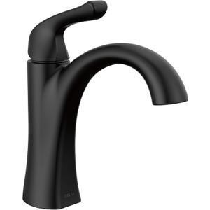Delta Arvo Matte Black Bathroom Faucet 1 Hole, Single Hole Bathroom Sink Faucet for Vanity, Push-Pop Drain Assembly, Matte Black 15840LF-BL