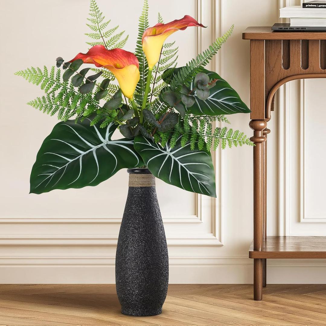 JUSTOYOU Artificial Calla Lily Flower Big Fake Calla Lily Greenery Bouquet for Vase Decor Big Faux Calla Lily Centerpieces Flower for Table Greenery Plants Bouquet for Home Office Decor