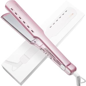 ROSILY Nano Titanium Flat Iron | 1.75 Inch Wide Hair Straightener, Dual Voltage 100-240V, Adjustable Temperature Suitable for All Hair Type, Instant Heat Up (Pink)
