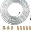 25FT Automotive 3/16 Brake Line Kit,Car Accessories,Magnetic Brake Line Replacement Tubing Coil with 16 Inverted Flare Brake Line Fittings,Fit for Automobiles,Hydraulic Brake Systems (Silver)