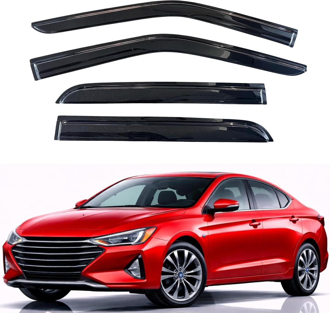 KPY Rain Guards Fit for 2017-2020 Hyundai Elantra, Out-Channel Window Visors Vent Wind Deflectors 4PC, Car Accessories for 17-20 Elantra (Excludes GT)