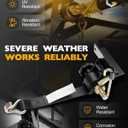 Ladder Rack Ratchet Straps with J-Hook (4 PCS), 1.4" Black Square Tube Mount, 1.5" Wide x 7.5' Long Black Retractable Ratchet Tie Down Strap Roof Rack, 500 lbs Load Heavy Duty, Cargo Buckle Lock Strap