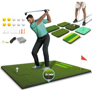 MyVoice Pro 5x4ft Golf Mat  Premium Thickened Golf Hitting Mat with Interchangeable Inserts for Driving, Chipping, and Swing Practice  Realistic Grass Texture for Enhanced Golf Training