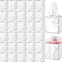 Yeaqee 50 Pcs Mini Metallic Paper Gift Bags with Handles 4x2.75x4.5'' Tiny Small Gift Bags with Thank You Tag for Wedding Graduation Birthday Party Return Gifts Jewelry Business (White,Silver)