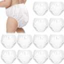 Funtery 12 Packs Waterproof Plastic Pants for Toddlers Reusable Diaper Covers Unisex Baby Potty Training Underwear Covers (X-Large, White)