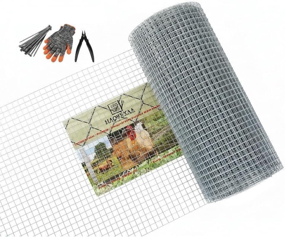 Hardware Cloth 18 Gauge Hot Dipped Galvanized Welded Wire Mesh Roll, Heavy Duty Zinc-Coated Steel Fence for Garden, Chicken Coop, Animal Cage, Outdoor Run & DIY Projects (1/2"x16'x50')
