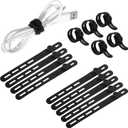 15-Pack Cord Organizer Straps, Cable Ties for Elastic Cable Management with Locking Buckle, Wire Organizers for Cords, Cord Organizer for Appliances Cord Ties for Home, Office, and Travel Use, Black