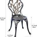 C/G 3 Piece Bistro Set,Outdoor Patio Set,Anti-Rust Cast Aluminum Bistro Table Set for Park Yard Front Porch Furniture(Antique Copper), Tulip