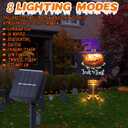 Halloween Graden Flag Solar Lights with Pole, Trick or Treat Double Sided Witch Feet Flag Banner 17.7 x 11.8. Inch 16 Warm White LED with 8 Modes Solar Panel, Decorations for Outdoor, Yard