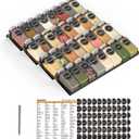 SpaceAid Spice Drawer Organizer with 32 Spice Jars, 386 Spice Labels, 4 Tier Seasoning Rack Tray Insert for Kitchen Drawers, 15" Wide x 17.5" Deep