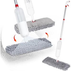 Mop for Floor Cleaning - 2-in-1 Double-Sided Microfiber Spray Mop with Flip Design, 3 Reusable Pads, for Laminate, Ceramic, Tile, Vinyl - Home & Commercial Use